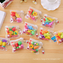 Wholesale Stationery student eraser zipper bag animal / fruit / cake / Christmas Kawaii eraser